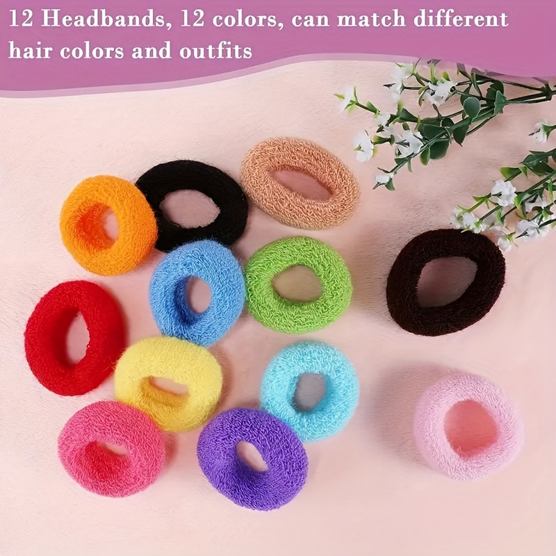12PCS ลูกอมสีผมผูกผ้าฝ้ายหัวเชือกผู้ถือหางม้าแถบคาดศีรษะไม่มีรอยต่อหนาอุปกรณ์เสริมผมสําหรับผู้หญิง