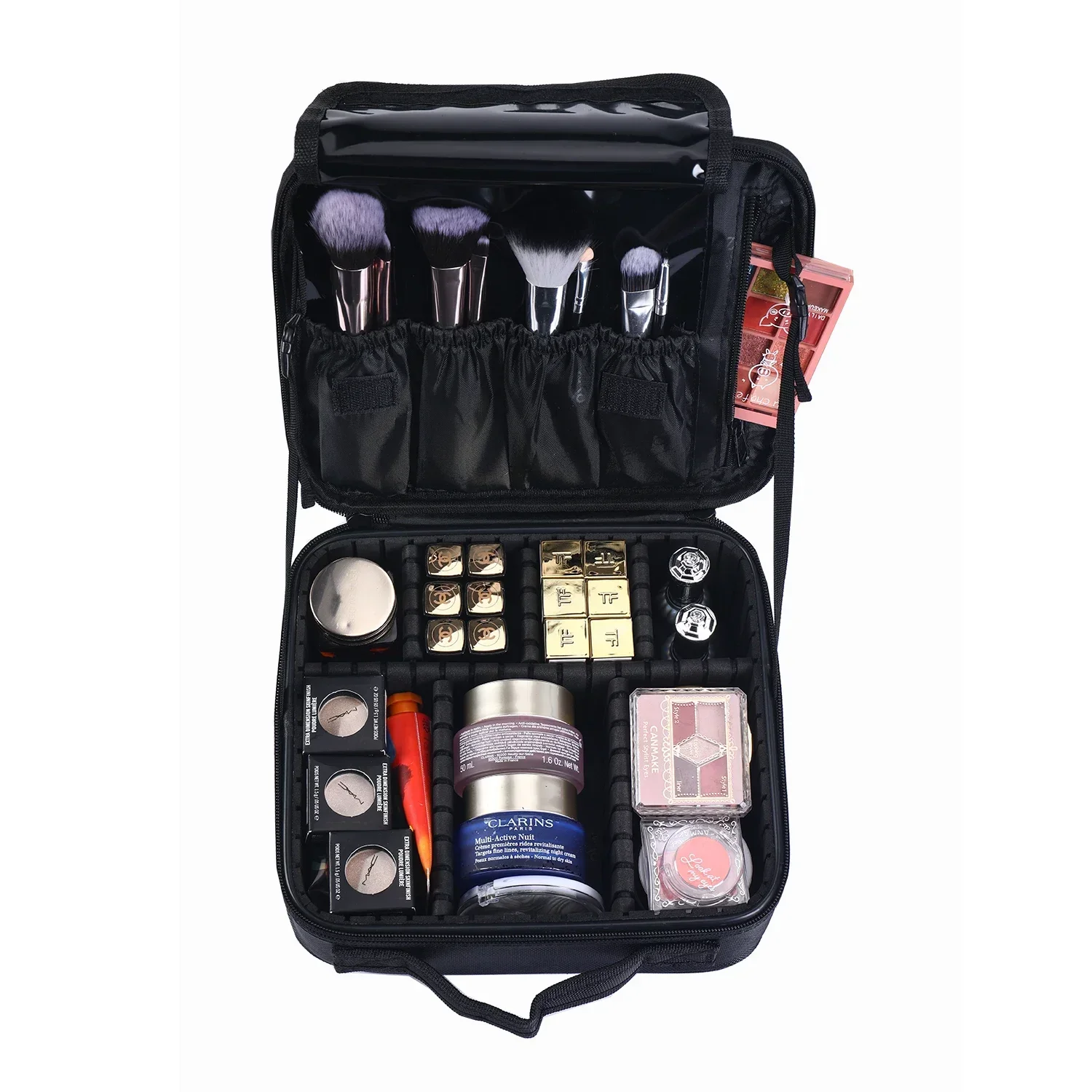 Make-up-Tasche, Zugetui, Make-up-Kosmetiktasche, Organizer, tragbare Künstler-Aufbewahrungstasche mit verstellbaren Trennwänden