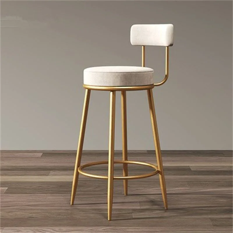 Nordic Bar Chairs Modern Iron Art High Stools Kitchen Backrest Bar Stools Cafe Velvet Chair Counter Work Stools Home Furniture