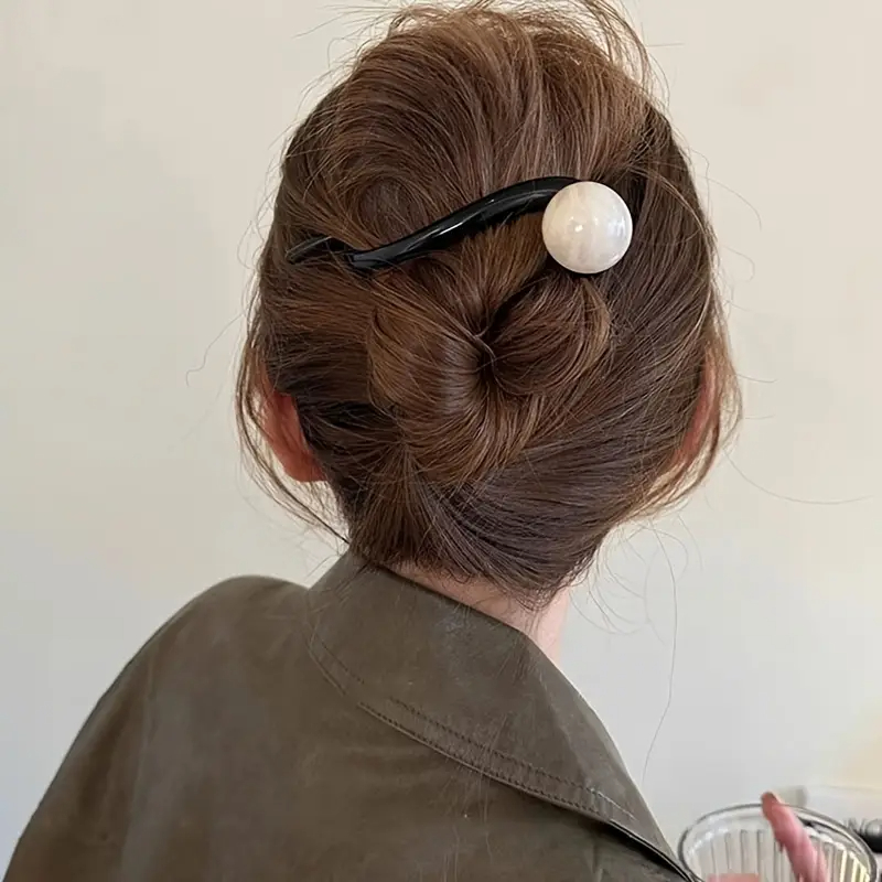 Vintage Kaffee-Acryl-Perlen-Haifisch-Clip, French Twist, rutschfest, mehrfarbig, weiblich – nur, Frauentagsgeschenk ist bevorzugt!