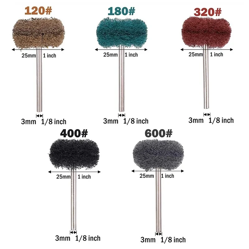 25 pz Mini Trapano Spazzola Abrasiva In Fibra di Nylon Lucidatura Ruota di Lucidatura con Gambo 3mm/2.35mm per Dremel Rotary Tool Accessori Set