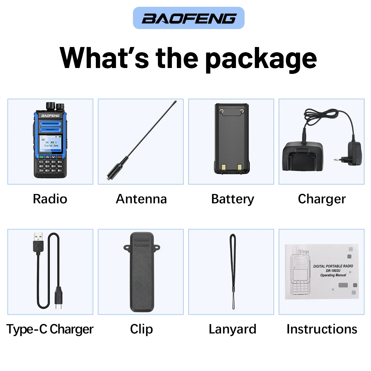 BAOFENG DR-1802U DMR Digitales Walkie-Talkie Dual Time Slot Tier 1+2 Dual Mode Ham Two Way Radio für Reisen