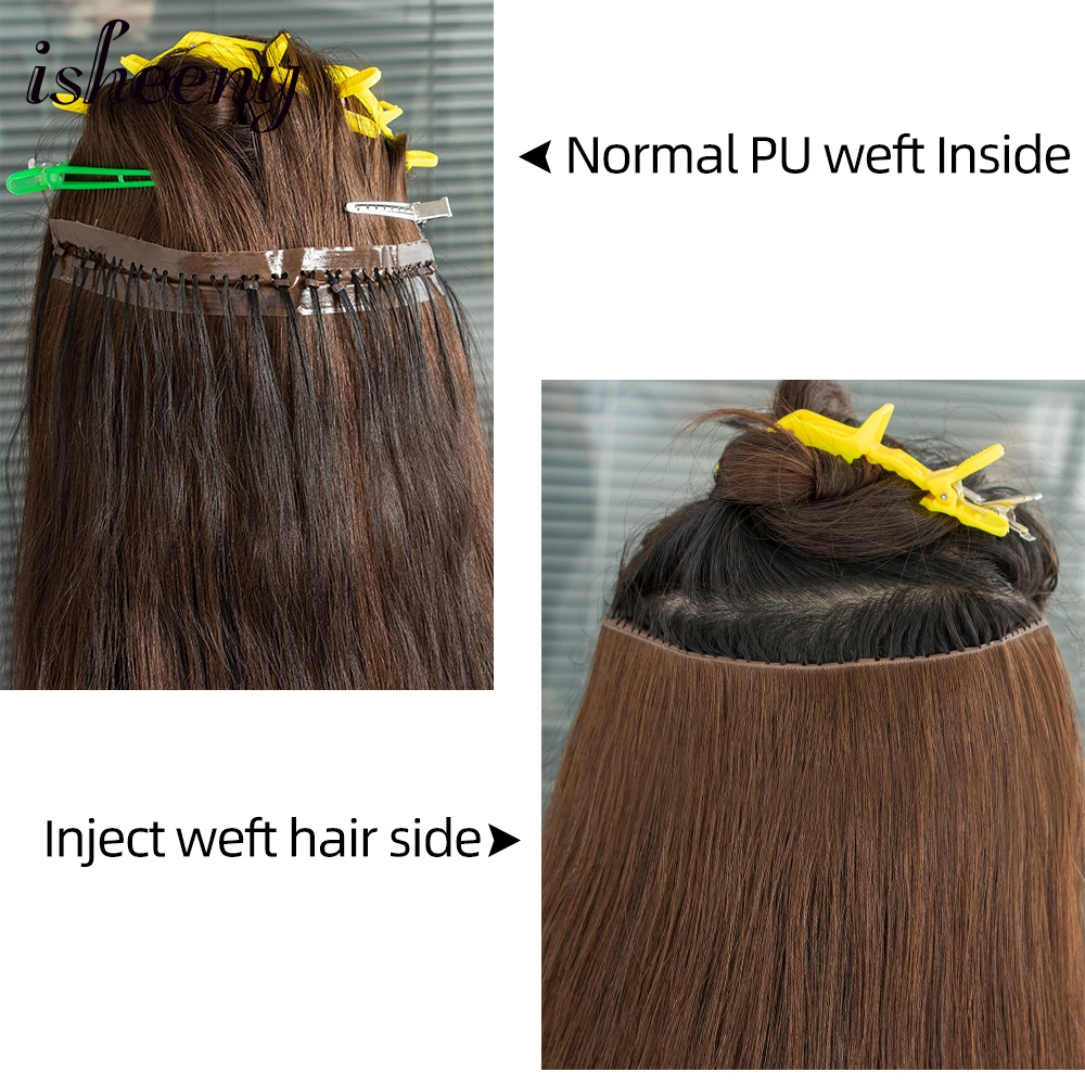 Invisible Hole Weft Human Hair Extensions 12"-24" Twin Tab Weft Hair Natural Straight Pull Through Micro Weft Hair Spot Goods