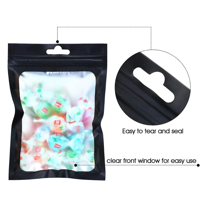 100 Chiếc Lá Phẳng Khóa Túi Muối Tắm Túi Đựng Mỹ Phẩm Một Mặt Trong Suốt Mini Dày Mylar Túi Có Thể Thu Hồi Lại Mùi chống Cho