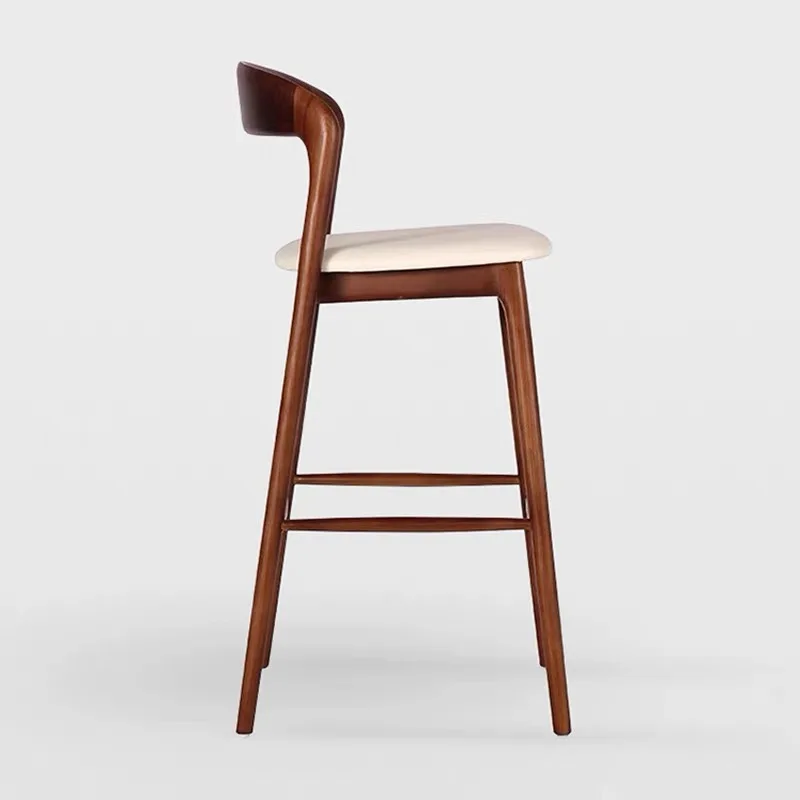 Modern Minimalist Wooden Bar Chair for Home, Cafe, and Bar, with Cushioned High Stool, 65/70/75cm