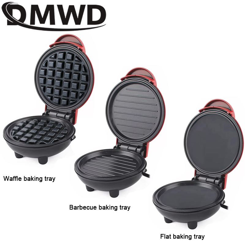 110 V/220 V Mini Elektrische Wafelijzer Automatische Ontbijt Bakken Machine Sandwich Broodrooster Barbecue Bakplaat non-stick Steak Grill