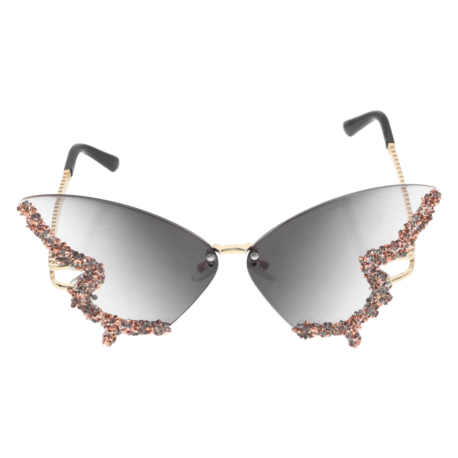 Schmetterlingsförmige randlose Sonnenbrille, Vintage, klassisch, UV-Schutz, modische Brille, Damen, Mädchen, Party, Festival, Strand