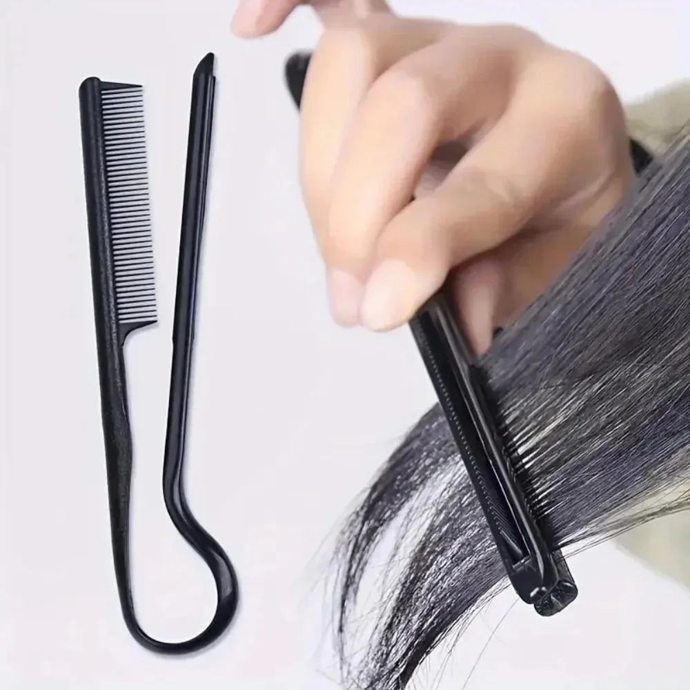 Peine de peinado con forma de V, peine de acabado de cabello desordenado, férula alisadora, herramienta para el cabello, clip alisador, peine de costura en V para peluquería