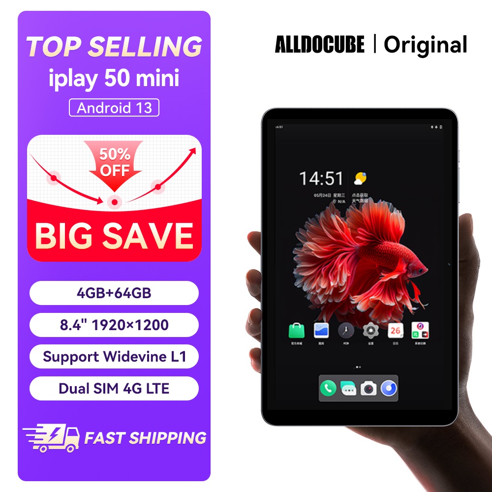 Alldocube iPlay50 Mini 8,4 polegadas Android13 1080P Widevine L1 Tablet 4GB RAM 64GB ROM Dual 4G Tiger T606 Tablets