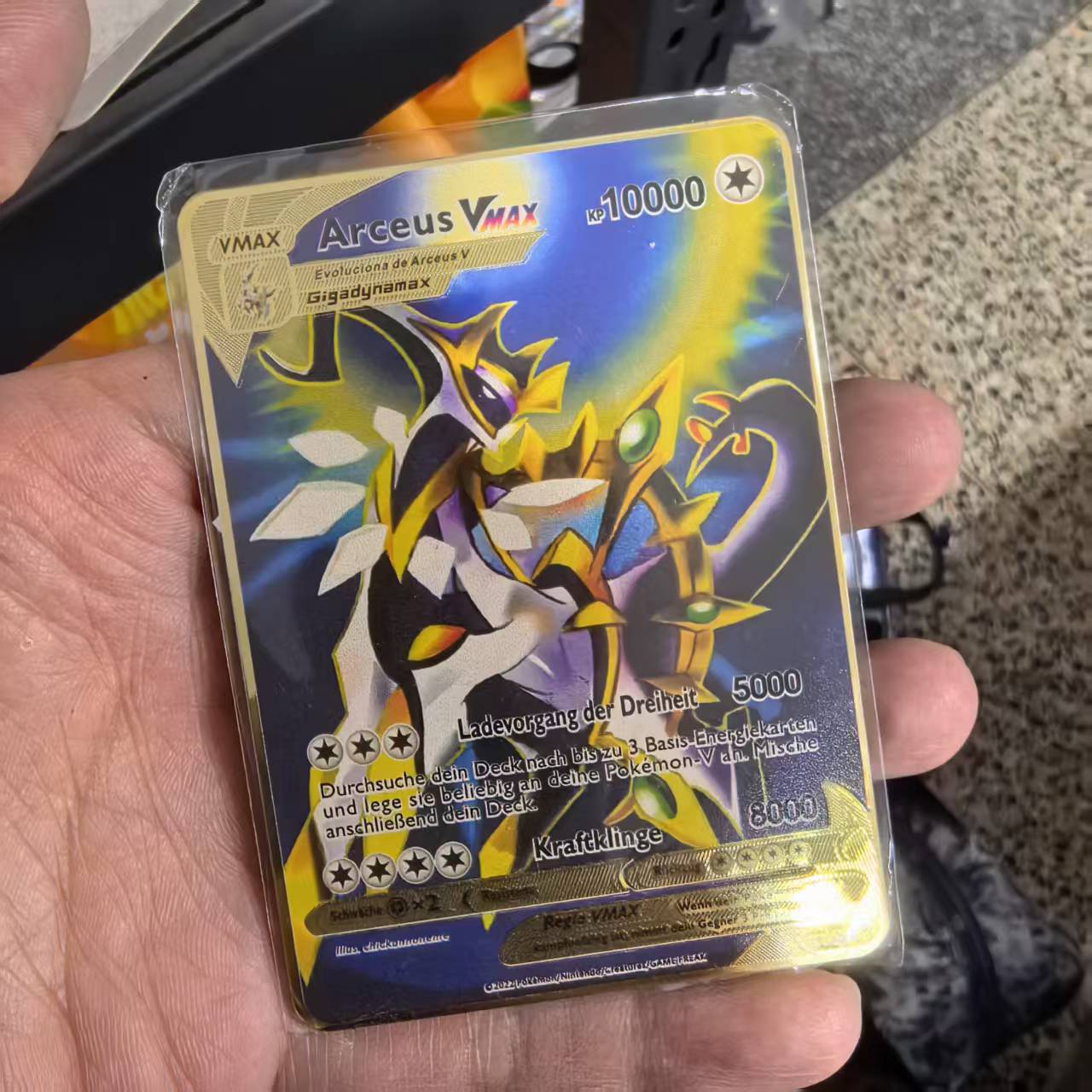 Pokemon-Metallkarten im Deutsch Terastal Pikachu Arceus Charizard DIY Trading Flash Card Anime Cartoon Geschenk