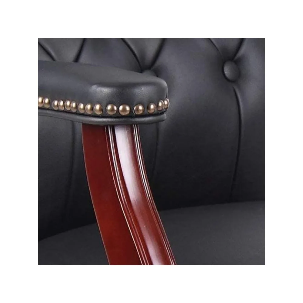 Black Leather Office Chairs Set of 2 - Ergonomic Executive Guest Chairs for Reception, Multi-Scene Use (Waiting Room, Meeting