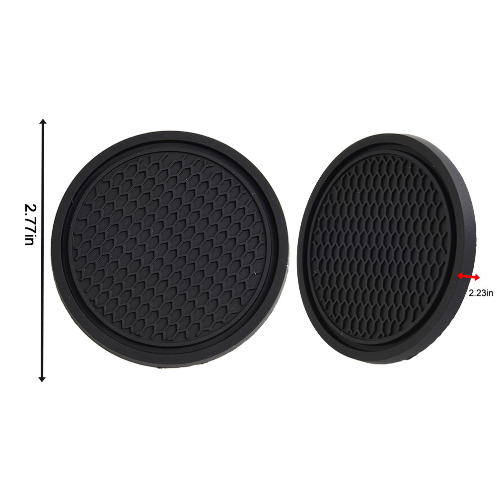 Portavasos negro para coche, posavasos antideslizantes, accesorios interiores universales, se adapta perfectamente a la mayoría de las tazas, 2 uds.