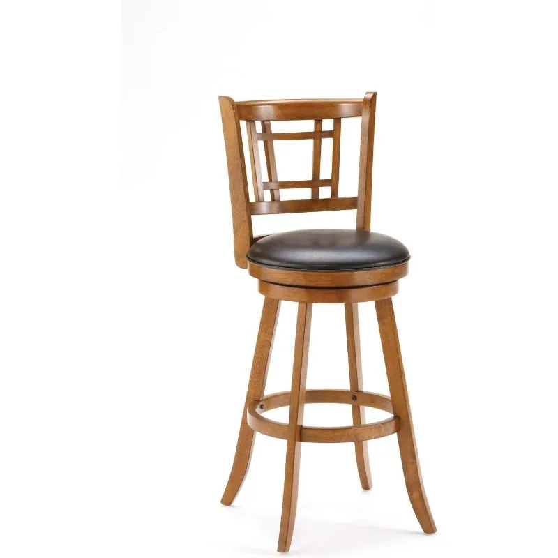 Swivel Stool with Rectangular Lattice Back, Counter Height, White