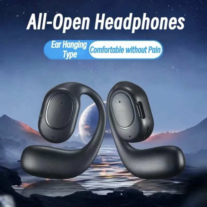KY2 Fones De Ouvido Bluetooth Sem Fio, Condução De Ar, OWS Headphone, Hi-Fi Ear-Hook, Música, Esportes, Cancelamento de Ruído Headset para Smart Phones