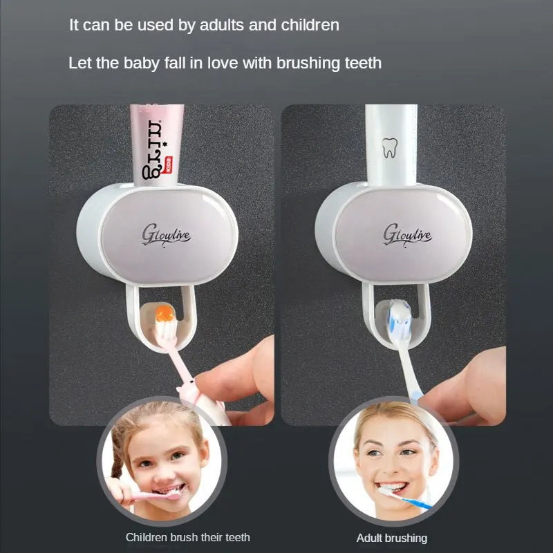 Exprimidor automático de pasta de dientes y soporte para cepillos de dientes, accesorio de baño práctico e higiénico, montado en la pared, 1 ud.