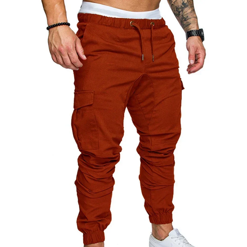 Calça de corrida com cordão masculina com bolso ajustável, roupa listrada justa, moda casual, primavera e outono, nova
