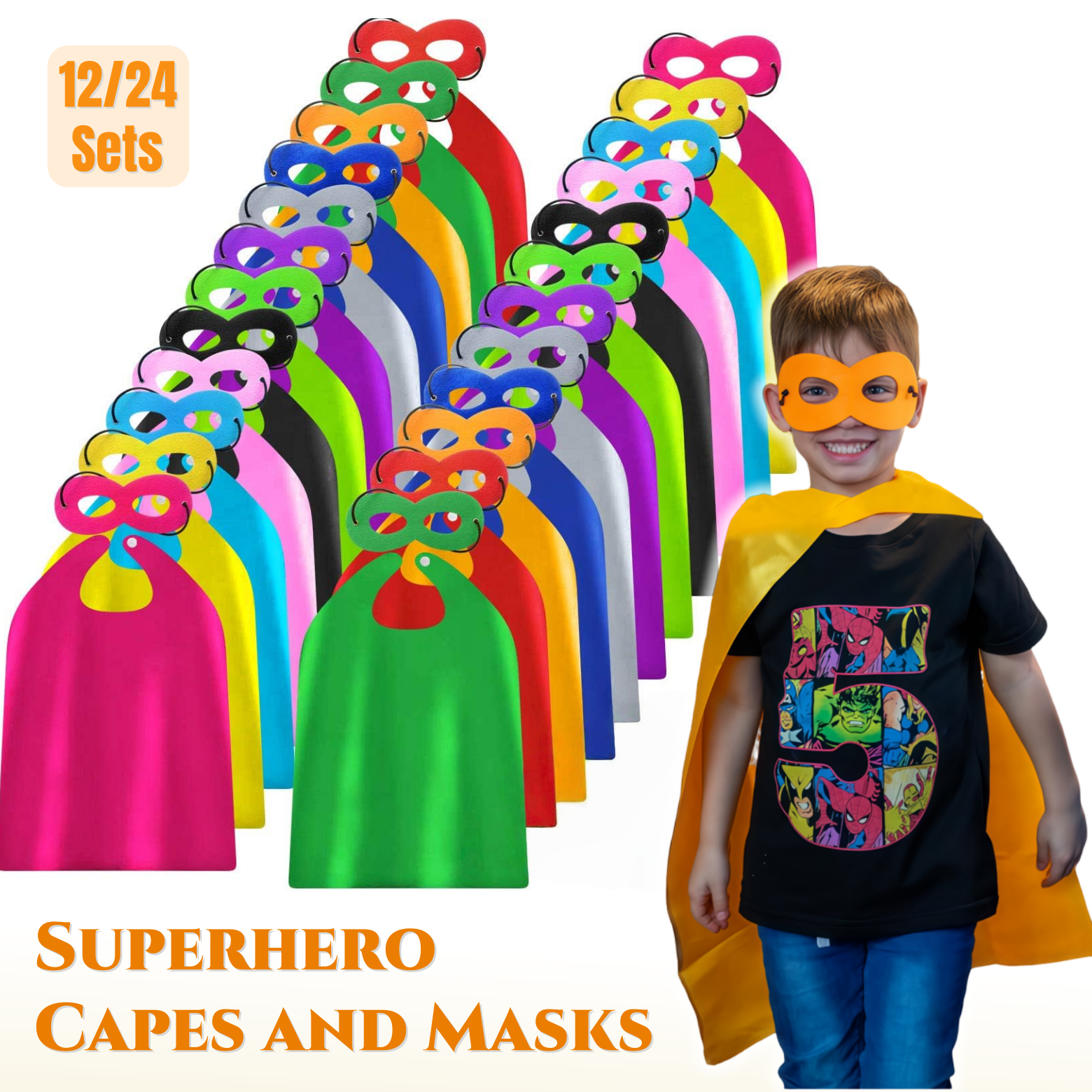 12/24 sets superheld capes en maskers bulk voor jongens meisjes superheld thema partij gunst kostuum verjaardagscadeaus cosplay kostuum