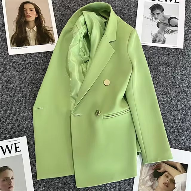 Office Lady Elegante Double Breasted Blazer Dameskleding 2025, Herfst Lange Mouw Slanke Pak Jassen Casual Chic Tops Vrouwelijke Jas