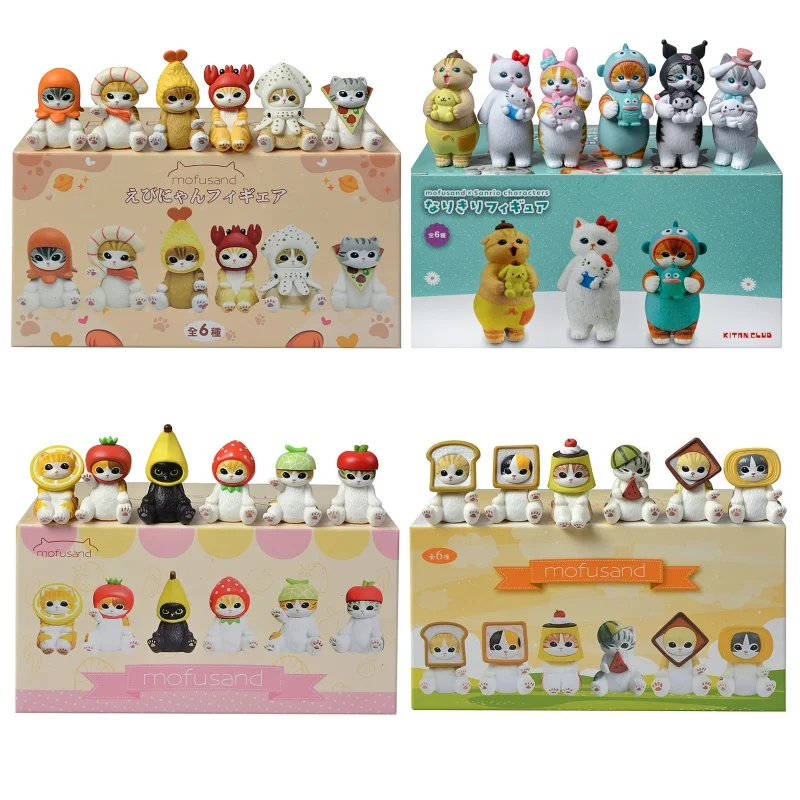Mofusand tubarão gato caixa cega fruta animal bonito mini figuras anime ornamentos bonecas fãs brinquedo do miúdo modelo presentes de aniversário de natal
