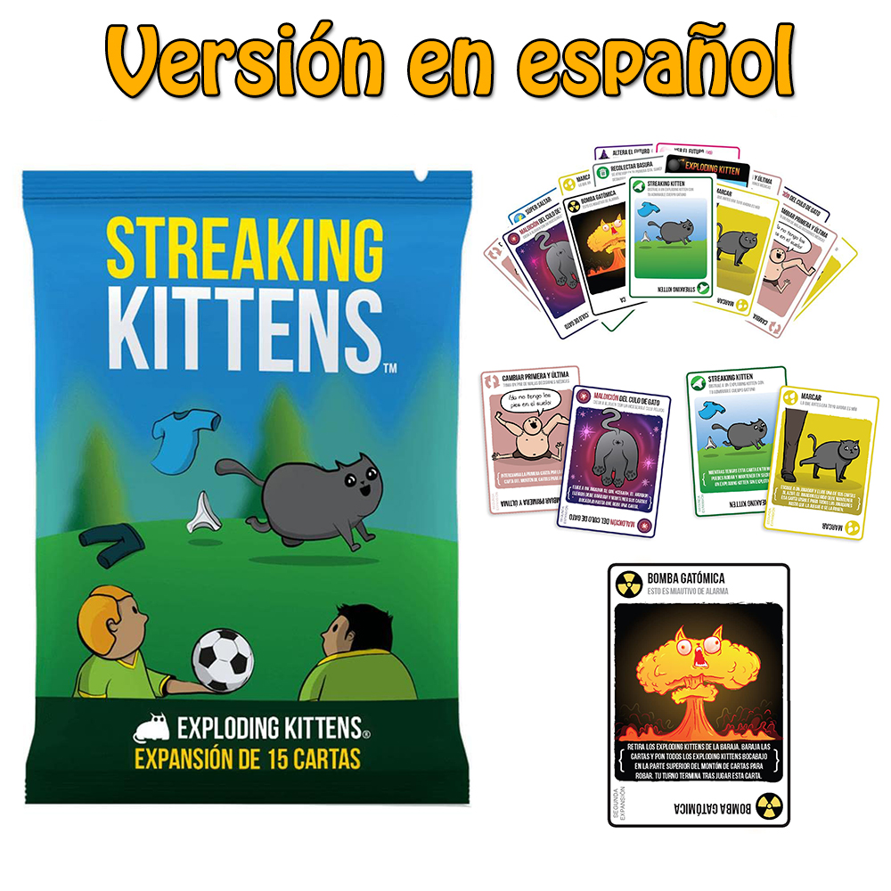 Exploding Kittens Español Juego de cartas de gatitos explotantes, juegos de fiesta fáciles y amigables con la familia, juegos de