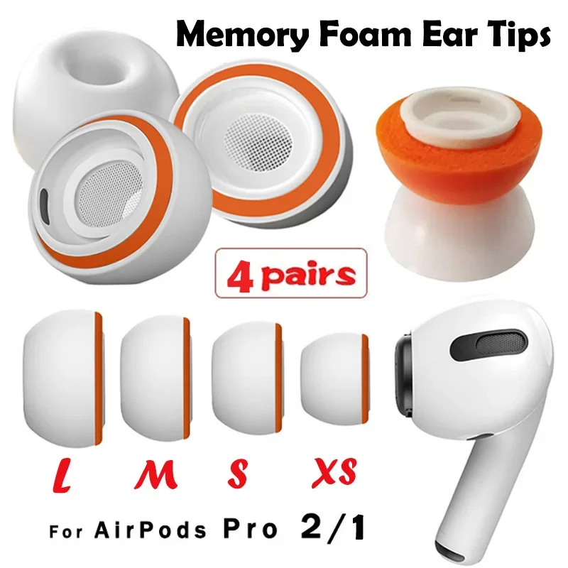 Almohadillas para los oídos de espuma viscoelástica para Apple AirPods Pro 2 1, almohadillas de repuesto para auriculares, tapones para los oídos, pequeños, medianos y grandes