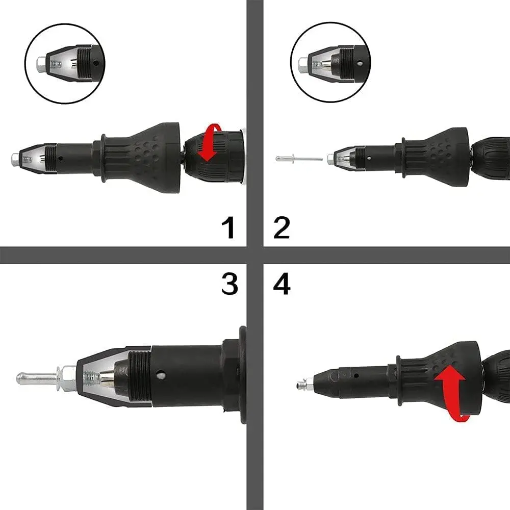 Pistolet à écrou à rivets électrique, perceuse à tirer, adaptateur de Conversion pour buse de riveteuse sans fil, outil d'écrou, outils de pistolet à ongles multifonctions