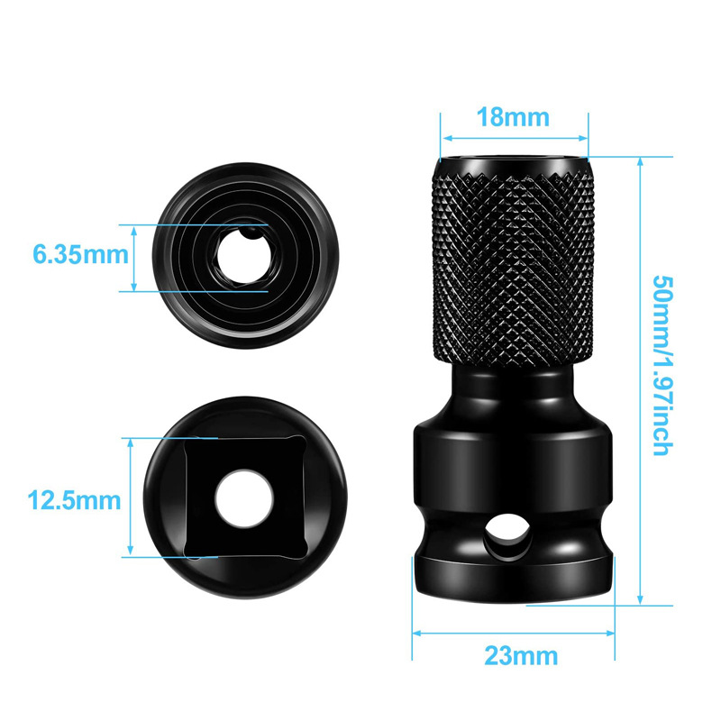 レンチアダプター 1/2 インチ角から 1/4 インチ六角電動レンチ変換ヘッド拡張ビット六角ラチェットソケットコンバーター 1 個