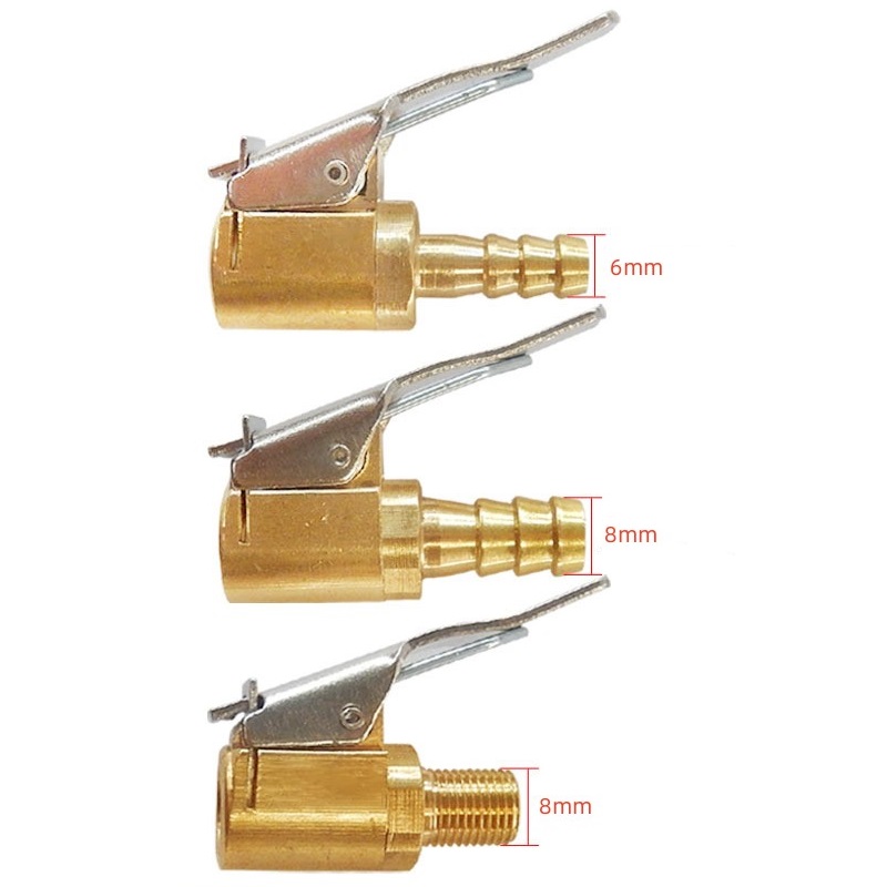 Szybkozłączka do pompowania opon samochodowych 6mm/8mm, adapter mosiężny z klipsem do pompowania powietrza
