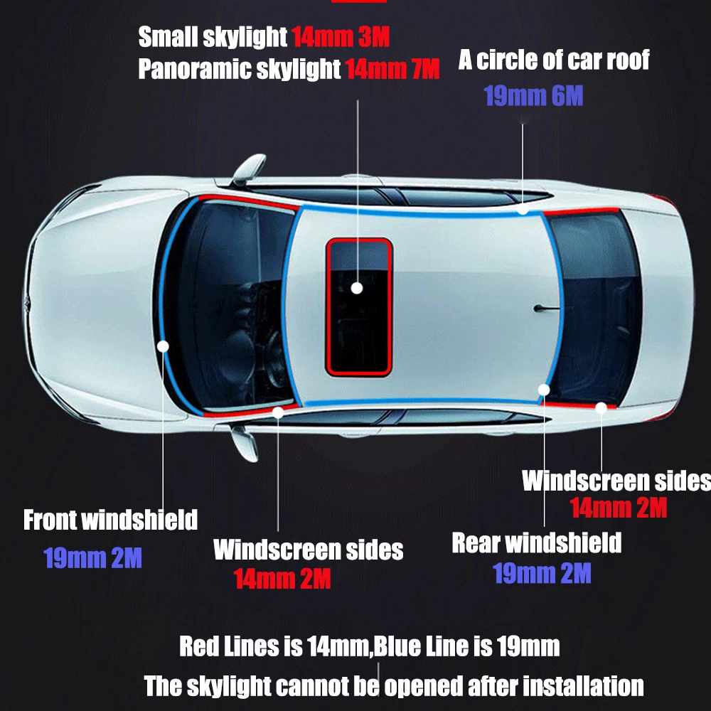 Rubber Car Seals Edge Sealing Strips Auto Roof Windshield Sealant Protector Window Seal Strips Sound Insulation Tape 14/19mm