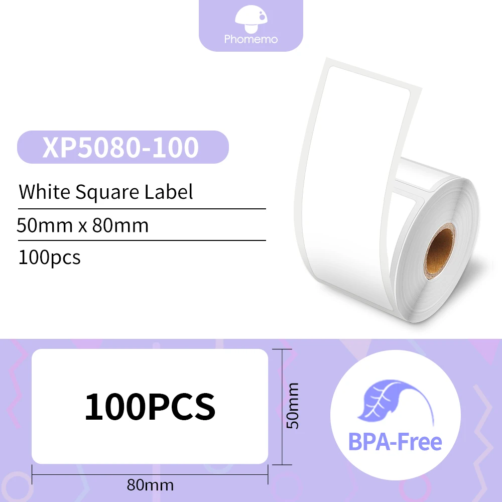 Đa Năng Vuông Tự Dán Nhãn Cho Phomemo M110/M200 Máy In Nhãn 1.57 "X 1.18"(40X30Mm) 230 Nhãn/Cuộn Đen Trên Trắng