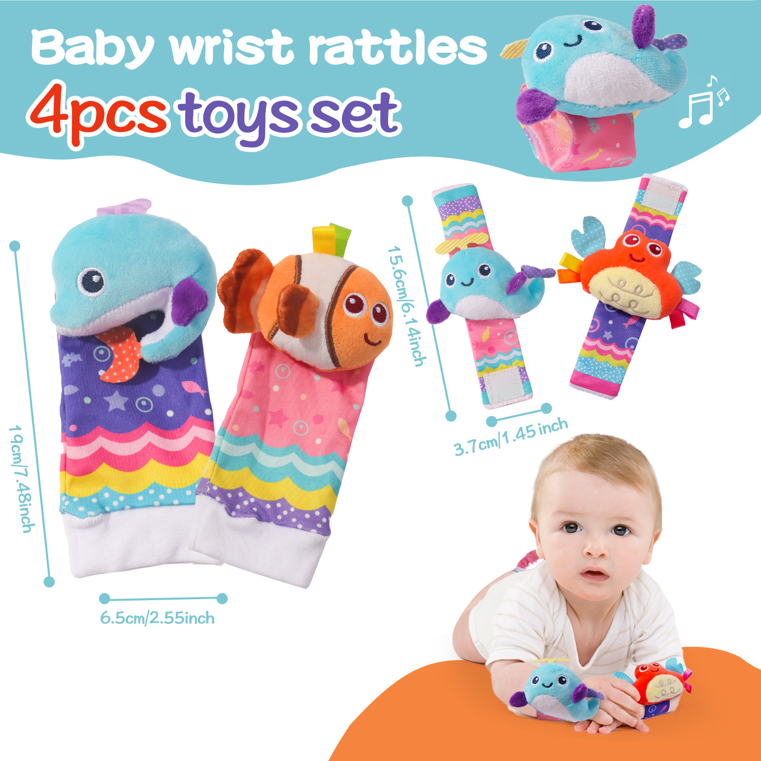 赤ちゃん幼児手首ガラガラ靴下のおもちゃ 0-12 ヶ月女の子男の子学習おもちゃ早期教育開発かわいい幼児感覚ギフト