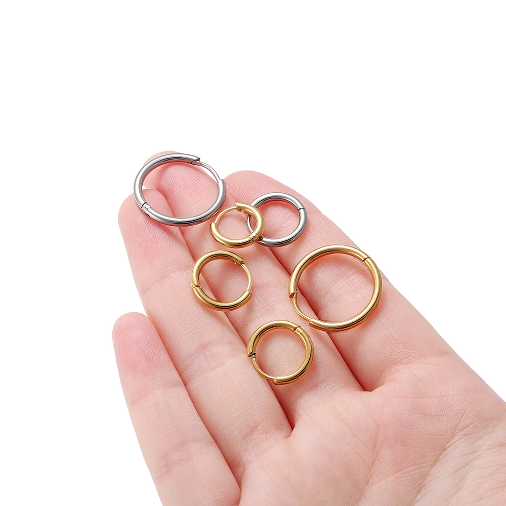 Brincos de argola de aço inoxidável para mulheres, ganchos, brinco redondo, brincos DIY, jóias fazendo suprimentos, acessórios, 10pcs