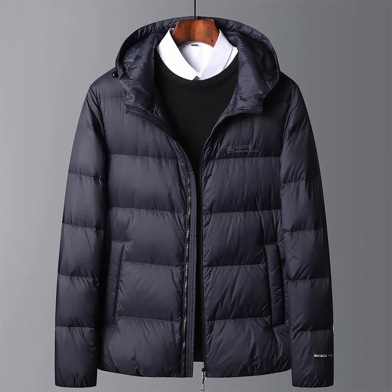 Schinteon Hoge Kwaliteit Heren 90% Witte Eend Donsjack Herfst Winter Casual Uitloper Met Kap Jas Plus Size Mannelijke kleding
