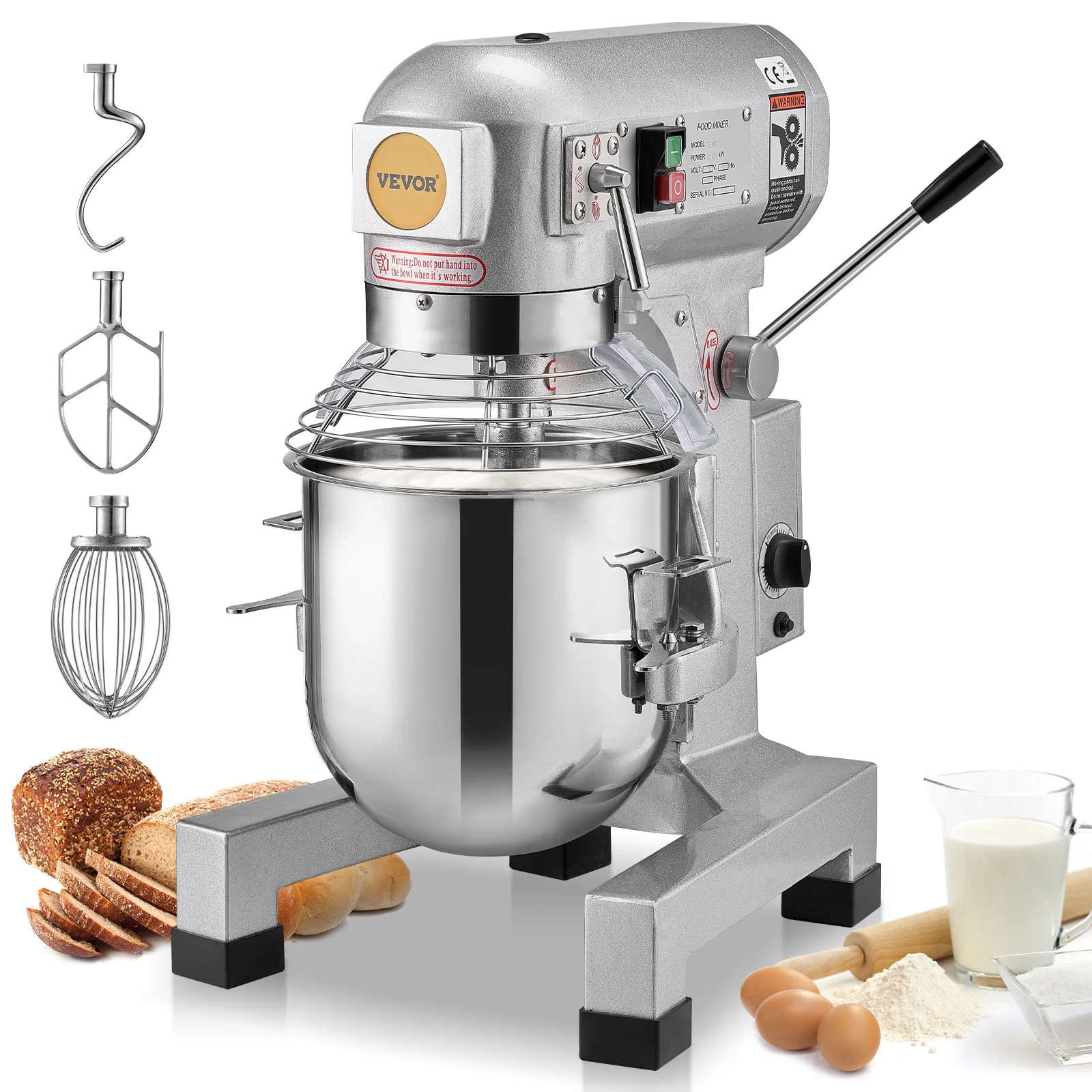 SucceBuy 10L/14L/28.5L/18.7L Robot da cucina commerciale Impastatrice da terra commerciale con 3 velocità regolabili Impastatrice 550W 1100W