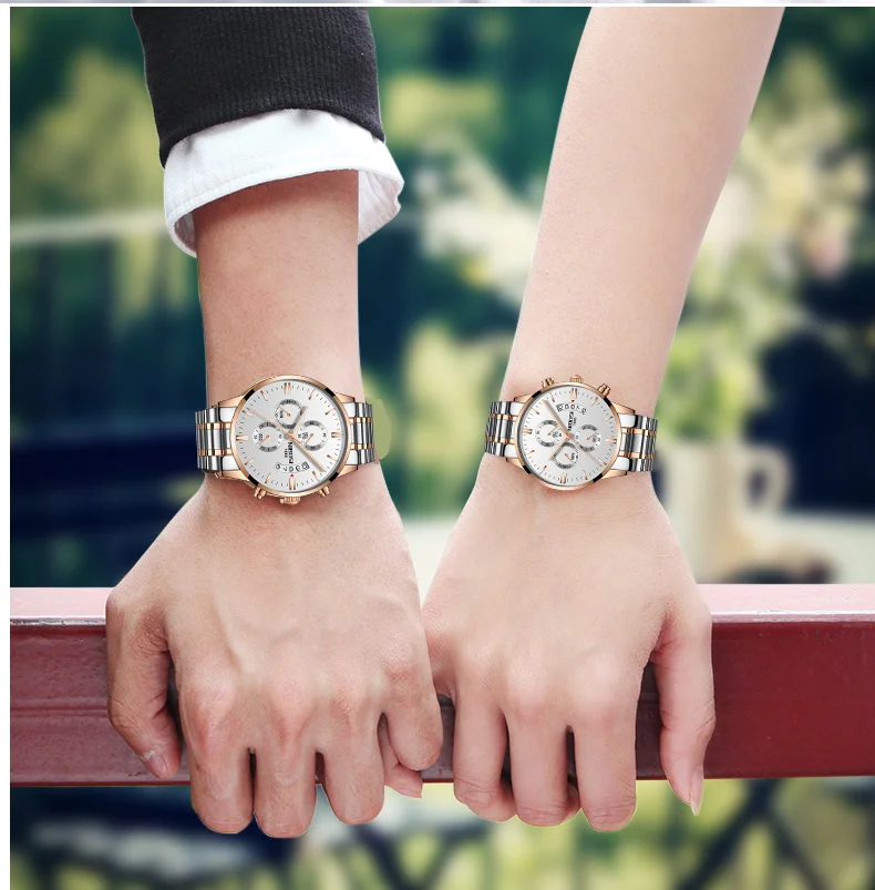 NIBOSI-Reloj de cuarzo resistente al agua para Hombre y Mujer, cronógrafo para amantes, para pareja