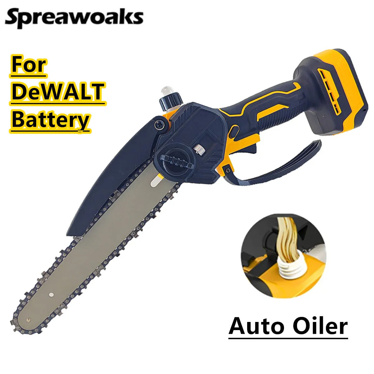 Para DeWALT 20V 18V batería 8 pulgadas motosierra sin escobillas engrasador automático motosierra eléctrica para jardín poda herramientas eléctricas inalámbricas