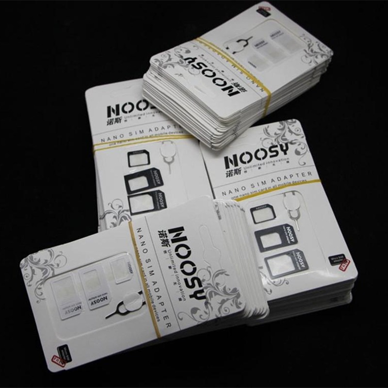50 Sets 4 in1 Noosy Nano-SIM-Kartenadapter + Micro-SIM-Karten-Adapter + Standard-SIM-Karten-Adapter für iPhone