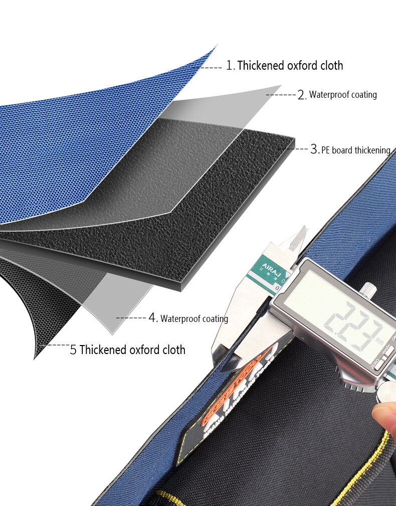 Airaj กระเป๋าเครื่องมืออเนกประสงค์, กระเป๋ากันน้ำผ้าอ๊อกซ์ฟอร์ดจุของได้เยอะสำหรับงานซ่อมเครื่องมือกระเป๋าช่างไฟฟ้า