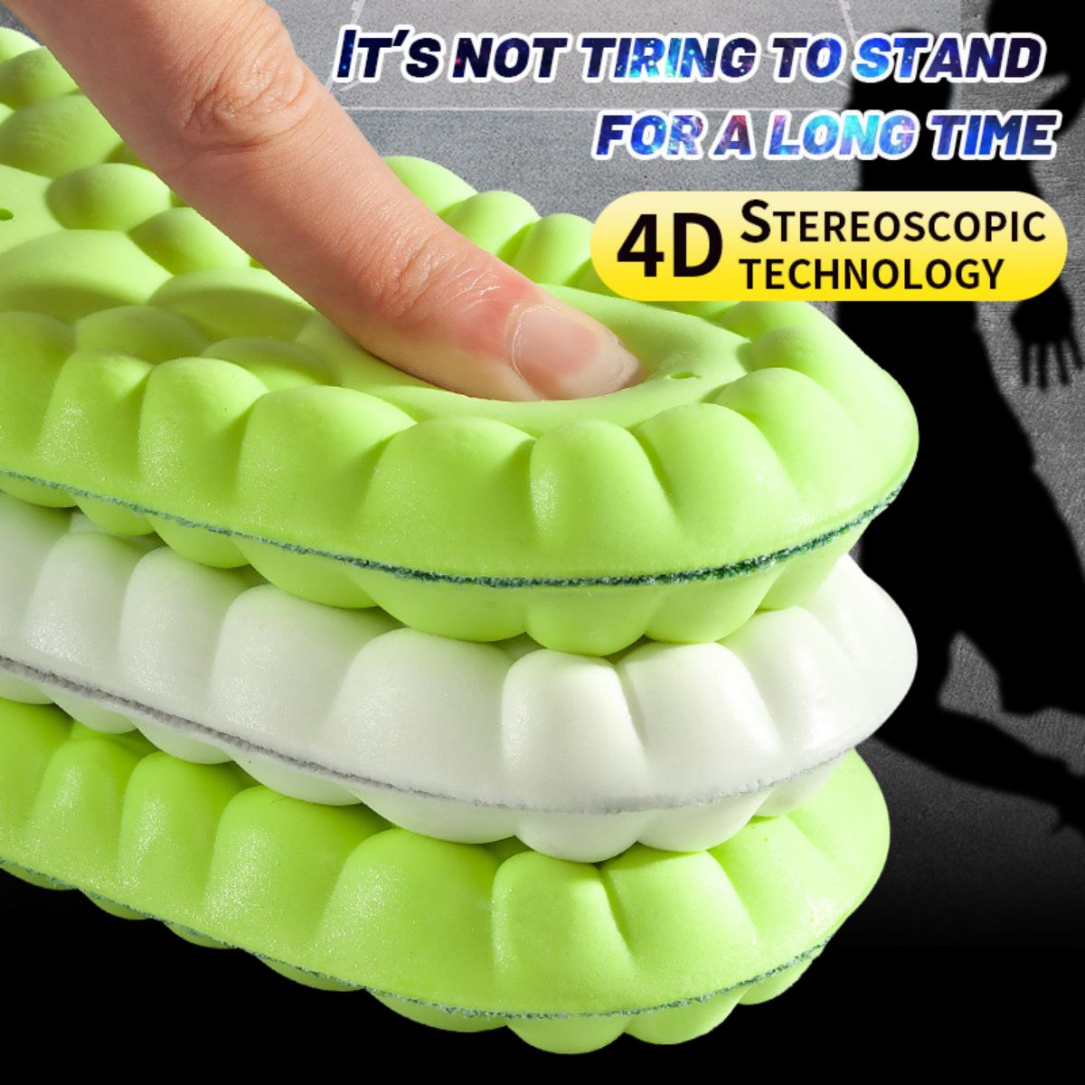 1 paio di solette sportive PU ad alta elasticità resistenti agli urti antibatterici anti-odore solette traspiranti comode per il cuscino delle scarpe