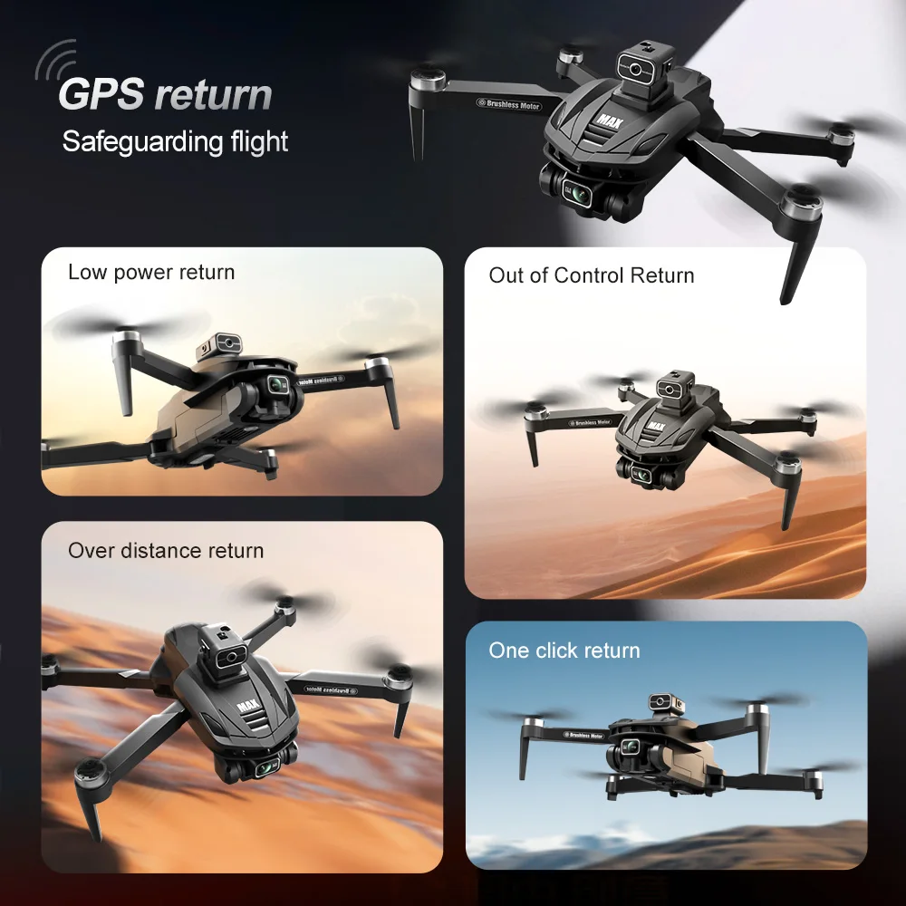2025 V168 Pro MAX GPS Drone 8K Cámara HD Profesional 5G WIFI FPV 360 °   Quadcopter RC de pantalla grande sin escobillas para evitar obstáculos
