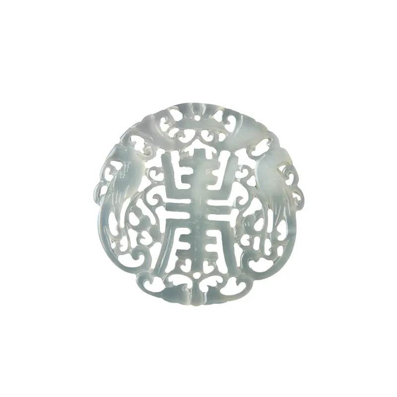 Natural xiu jade estilo antigo longevidade pingente retro oco duplo phoenix pingente xiu jade unissex jade pingente diypendant