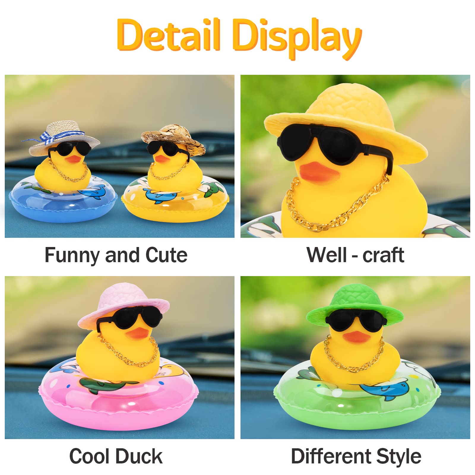 Car Rubber Duck Dashboard Yellow Duck Decoration for Car Dashboard Decorations Duck Toy with Swim Ring