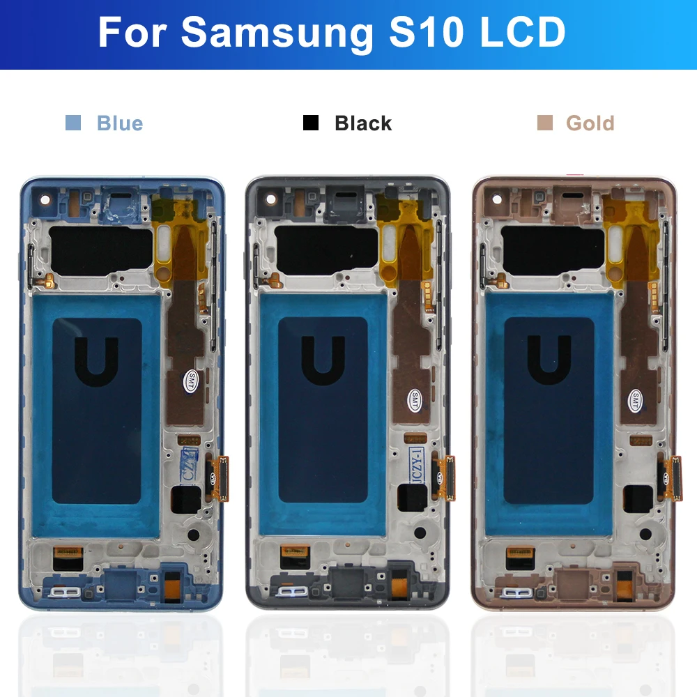 Con marco para Samsung Galaxy S10 Plus S10 + G975 G975F pantalla Lcd pantalla táctil Digital para Samsung Galaxy S10 G973F montaje
