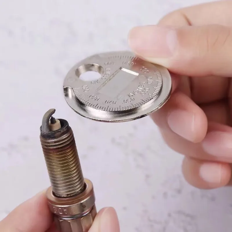 Tipo moeda 0.6-2.4mm 0.02-0.10 Polegada vela de ignição medidor de lacuna ferramenta de medição faixa vela de ignição calibre ferramenta de medição