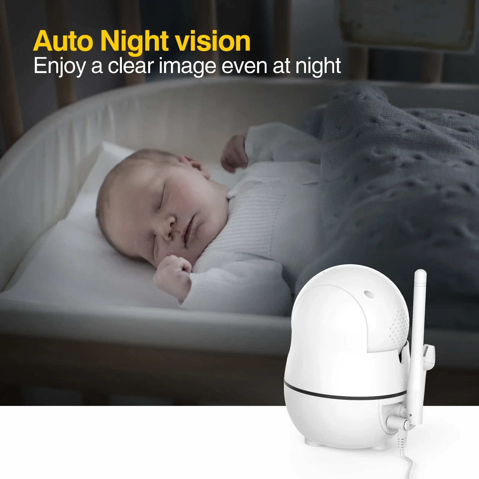 Babystar 7" HD Split Screen Video Baby Monitor No WiFi, Baby Camera Monitor, Hack Proof, Remote Zoom/Pan/Tilt, 4000mAh Battery