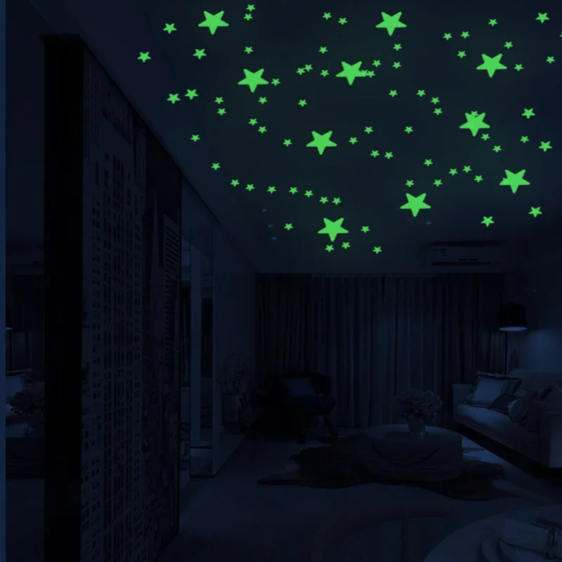 Adesivos de Parede Luminous Dots and Stars, Brilham no Escuro, Brilham no Escuro, Decalques de Teto, Decoração para Crianças, Quartos