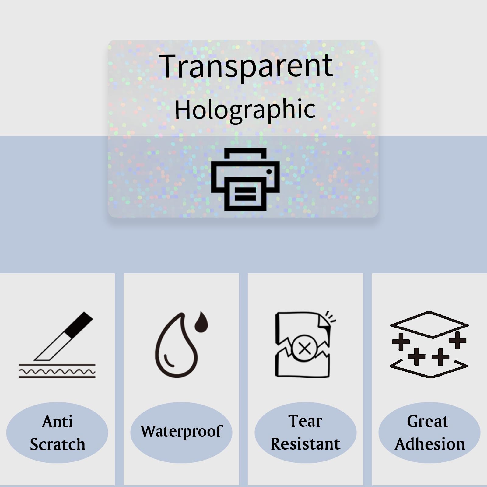 Clear Holographic Dot,Transparent Self-Adhesive Thermal Paper Rolls: 57mm X 3m, Compatible with Most Mini Printers