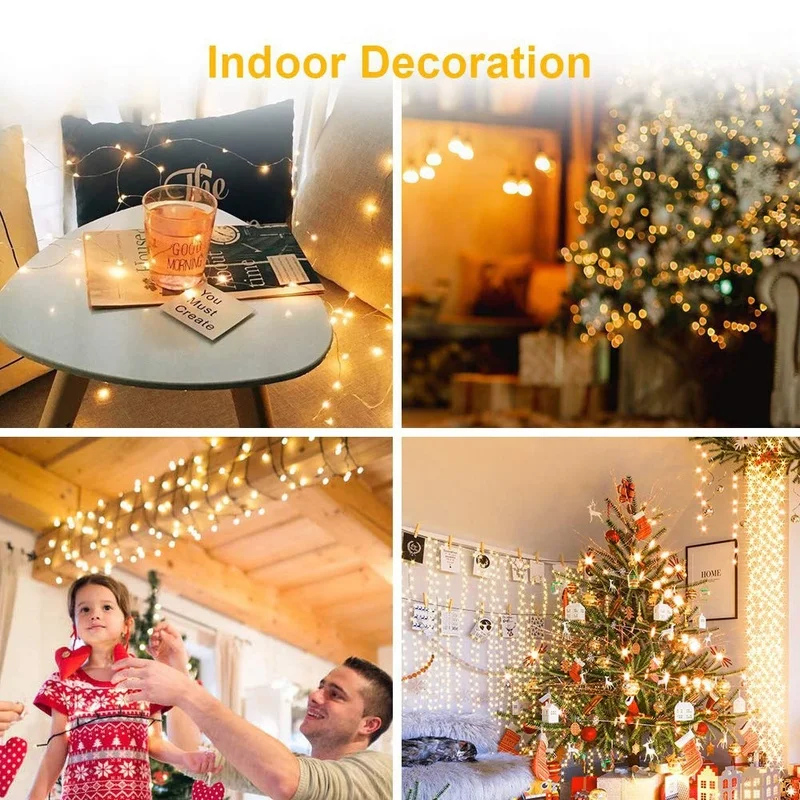 30 เมตรไฟ LED String ทองแดงลวดกันน้ํา USB แบตเตอรี่ Garland Fairy Light สําหรับคริสต์มาสงานแต่งงานตกแต่งแสง