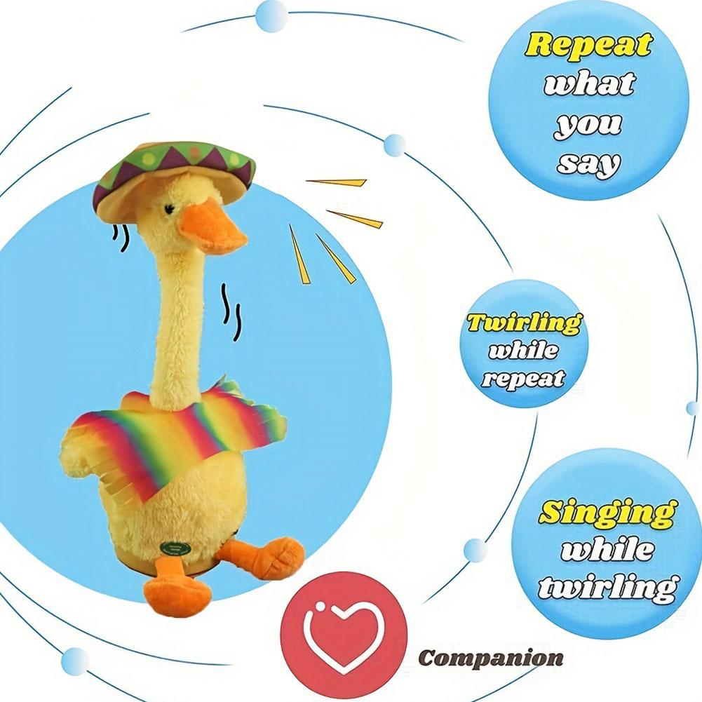 Cute Repeating Talking Duck Children's Plush Toy Fun Gift Twisting Imitation Talking Dancing Music Recording Toy Educational