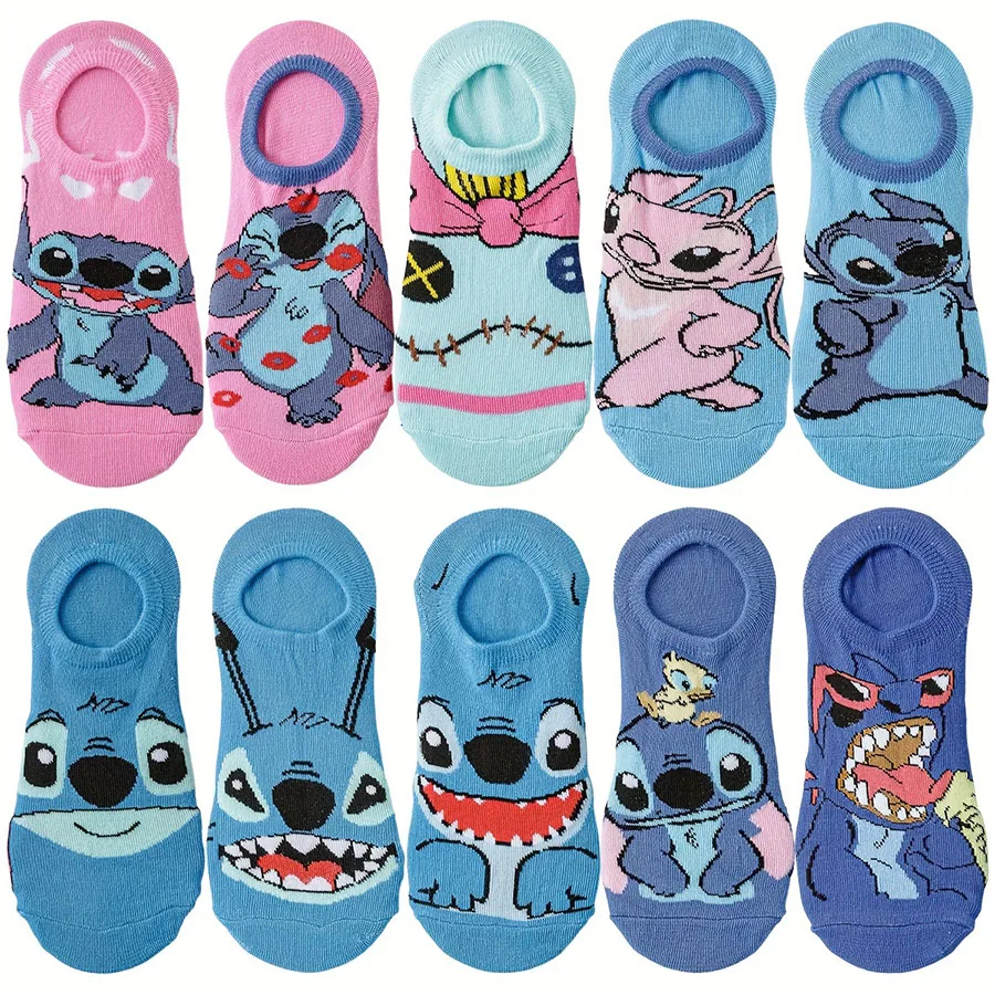 10 par miniso disney unisex Cartoon Anime skarpetki mężczyźni kobiety Hip Hop styl uliczny śmieszne krótkie skarpetki na co dzień